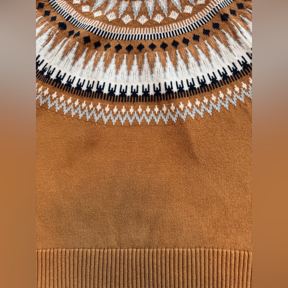 The Normal Brand Fair Isle Cotton Turtleneck Sweater Camel Brown Tan Patterned M - Picture 11 of 11